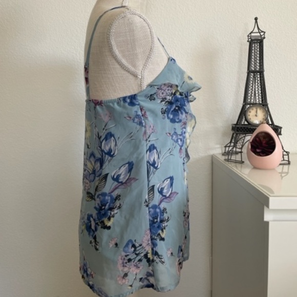 Xhilaration By Target | Y2K Blue Pastel Floral Ruffle Spaghetti Strap Top, XS - Picture 4 of 9